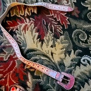 Pink genuine crystals leather belt m/l